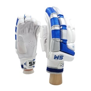 SM Hurricane Batting Gloves in Blue, White, Silver color SM Hurricane Batting Gloves