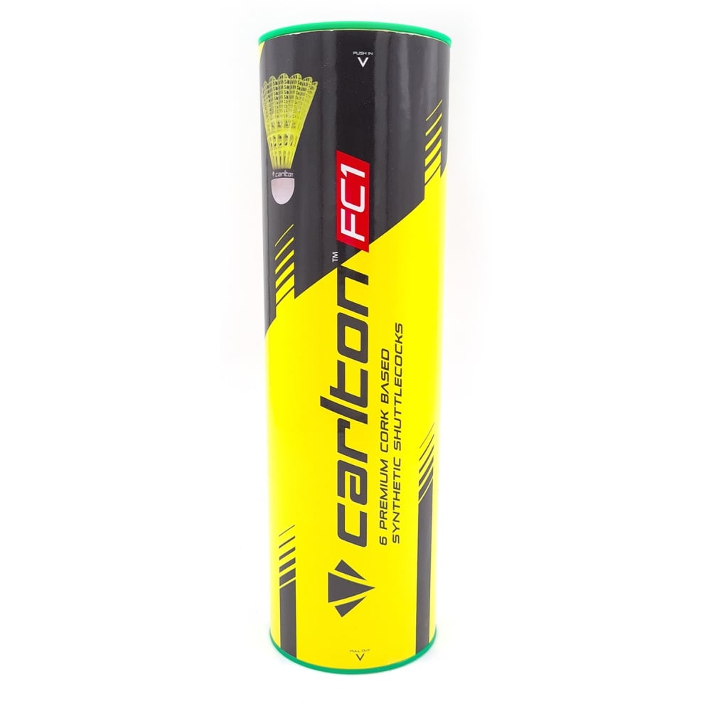 Carlton FC1 Yellow Nylon Shuttlecock - Green Cap