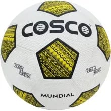 Rubber Moulded Grain Surface Ball with superior grip Cosco Mundial Football - Size: 5