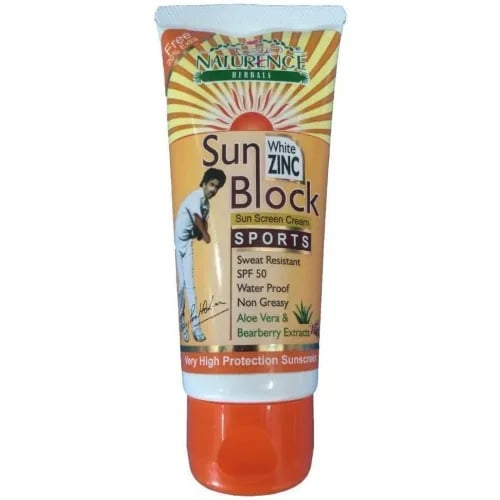 Naturence Herbals Sun Block Sports Sun Screen Cream White Zinc, SPF 50