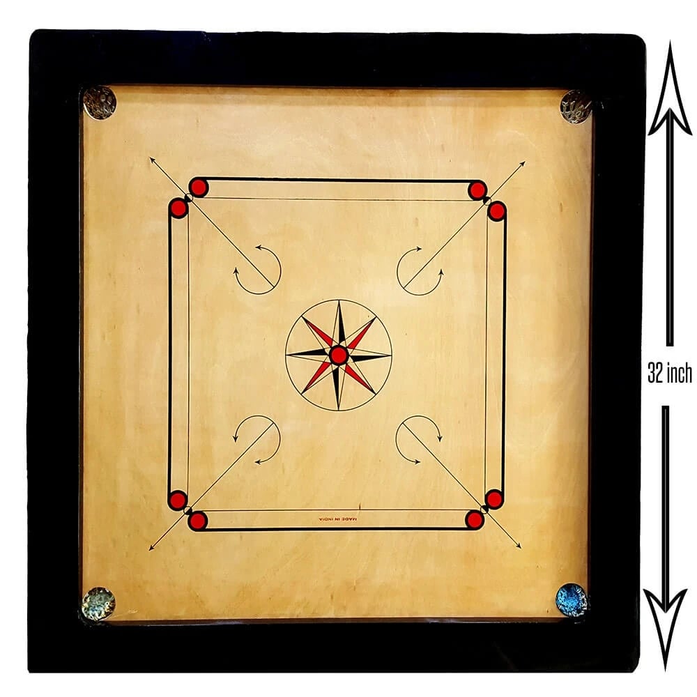 32 inch Carrom Board 8mm with Free Coins + Striker + Powder