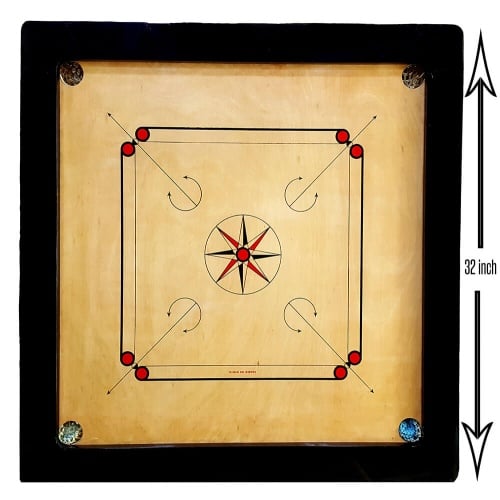 32 inch Carrom Board 8mm with Free Coins + Striker + Powder