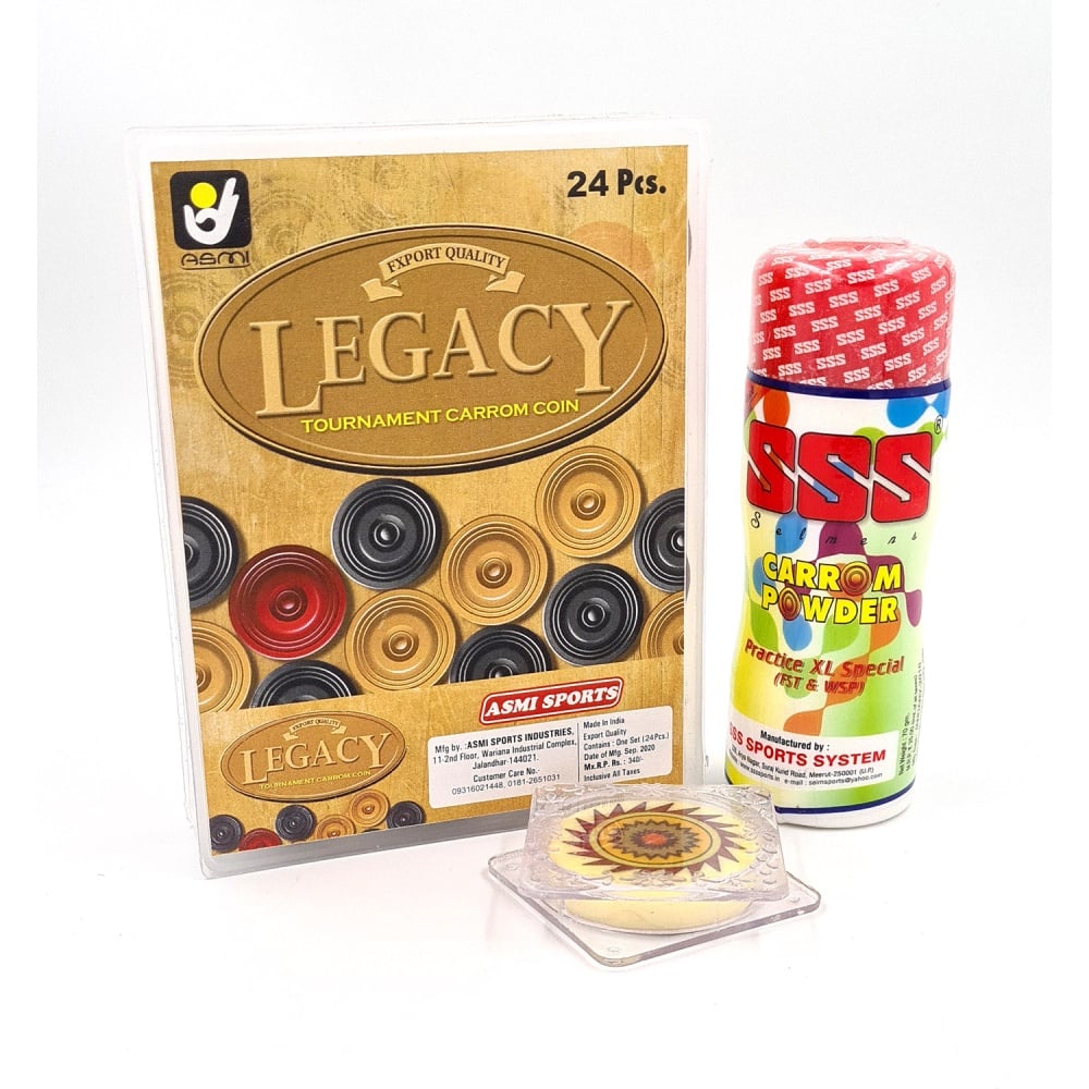 Premium Carrom Wood Coins with Striker and SSS Powder
