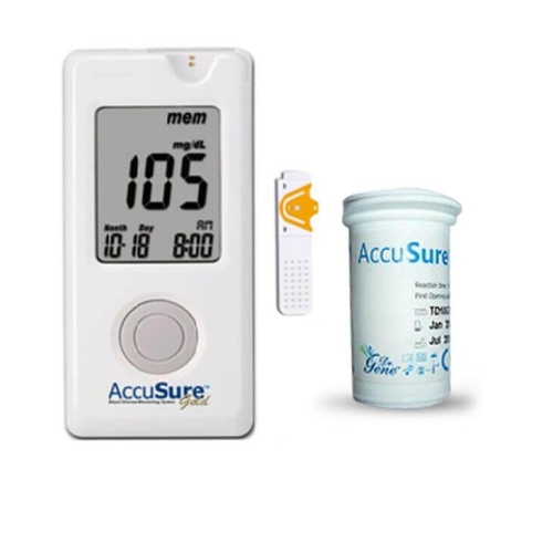 AccuSure GOLD Blood Sugar Glucose Monitor with 10 Strips