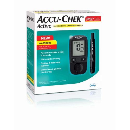Accu Check Active Glucose Meter with 10 Free Strips 