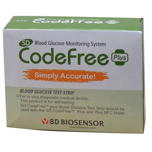 50 Test Strips of SD Codefree Plus Blood Glucose Monitor