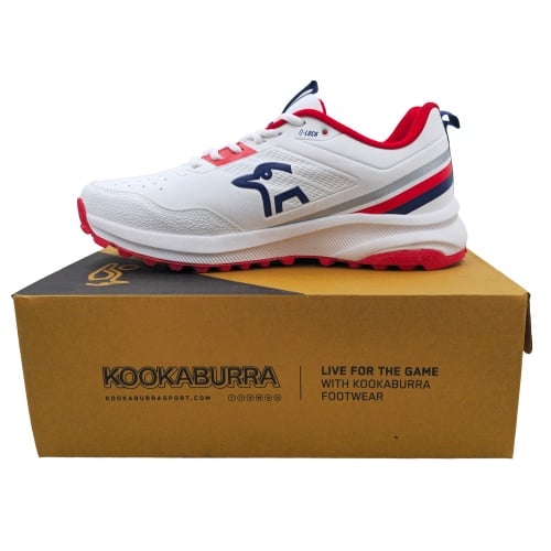 Kookaburra Pro 2.0 Rubber Cricket Shoes — White / Red / Navy