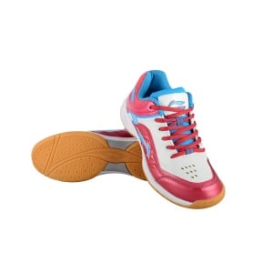 LiNing Play Badminton Shoes - White/Fusia