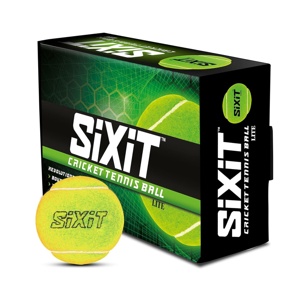 Sixit Lite Cricket Tennis Ball - Yellow, Pack of 6