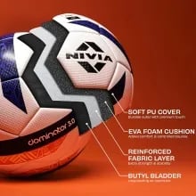 Nivia Dominator 3.0 Football - Size: 5, FIFA Basic, 32 Panel