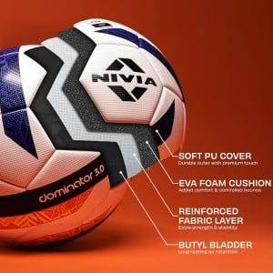 Nivia Dominator 3.0 Football , match ball Nivia Dominator 3.0 Football - Size: 5, FIFA Basic, 32 Panel