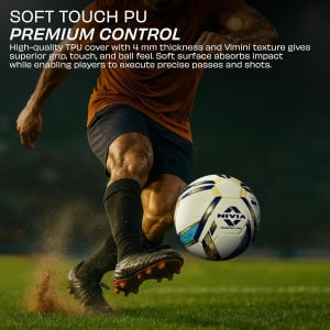 Nivia rabona pro, match ball Nivia Rabona Pro Size 5 Football in White and Blue for Artificial Turf and Hard Ground.