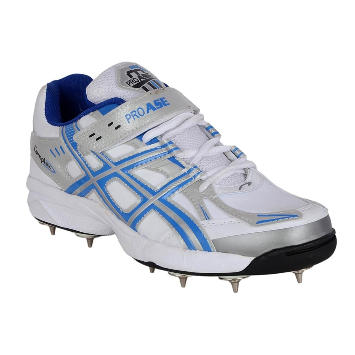 ProASE Complex Cricket Spikes Shoes - White/Blue