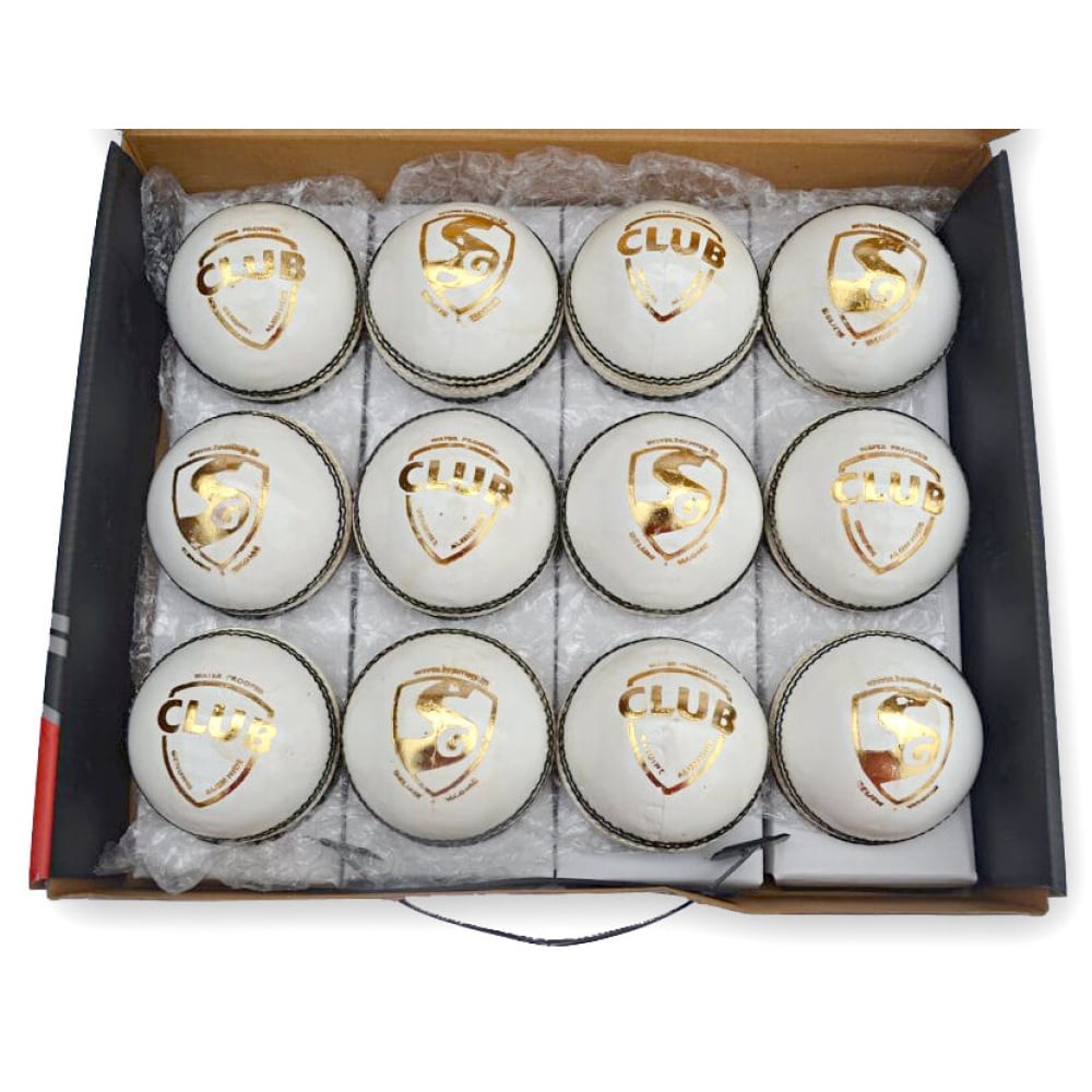 SG Club Leather Ball (White) - Pack of 12 Balls