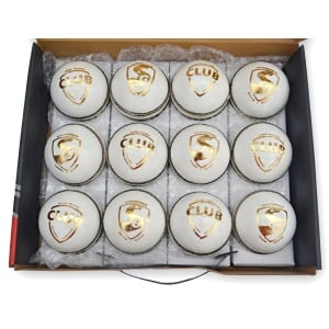 SG Club Leather Cricket Ball (White) - Pack of 12 Balls