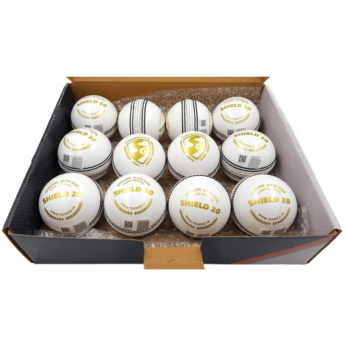 thumbnail image 2 of SG Shield 20 Cricket Ball (White) - Club & School Match Grade 2 of 12