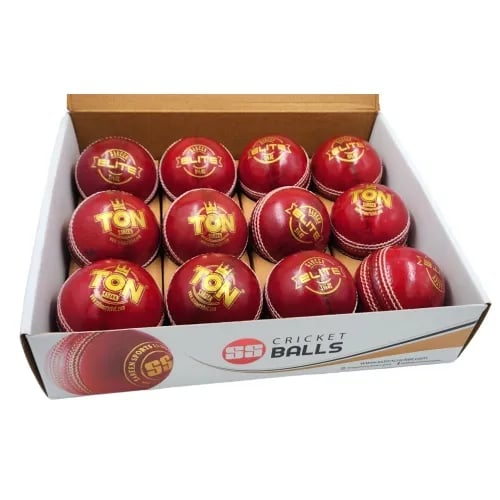SS Ton Elite Cricket Balls, Pack of 12 - Red