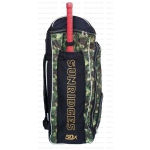 SS vintage 3.0 cricket kit bag in green camo color with two bat pocket outside SS Vintage 3.0 camo Cricket kit bag