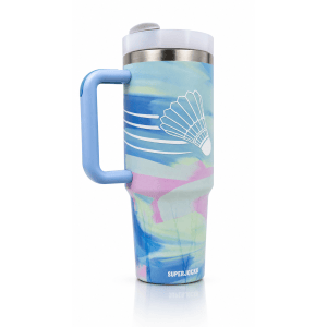 Superjockk Insulated Badminton Tumbler with Straw and Handle 1200ml
