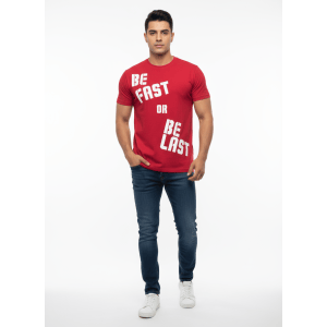 Superjockk Men's Bold Red Be Fast Be Last Round Neck Tshirt
