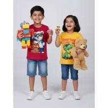 Unisex Kids Graphic T-Shirts Dino and Bear