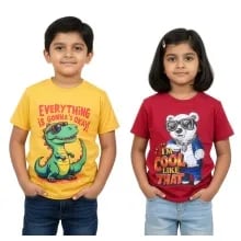 Unisex Kids Graphic T-Shirts Dino and Bear