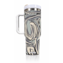 Superjockk Insulated Marble Tumbler with Straw and Handle 1200ml