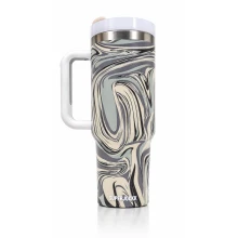 Superjockk Insulated Marble Tumbler with Straw and Handle 1200ml