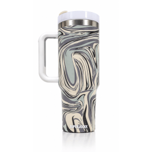Superjockk Insulated Marble Tumbler with Straw and Handle 1200ml