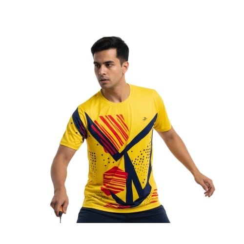 Superjockk Bold Yellow Spots Round Neck Tshirt