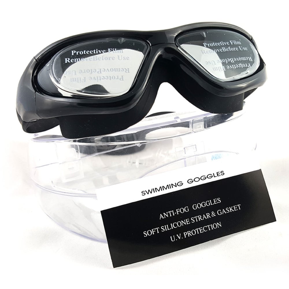 Swimming Goggles with Plastic Case - Adult Antifog, UV Protection