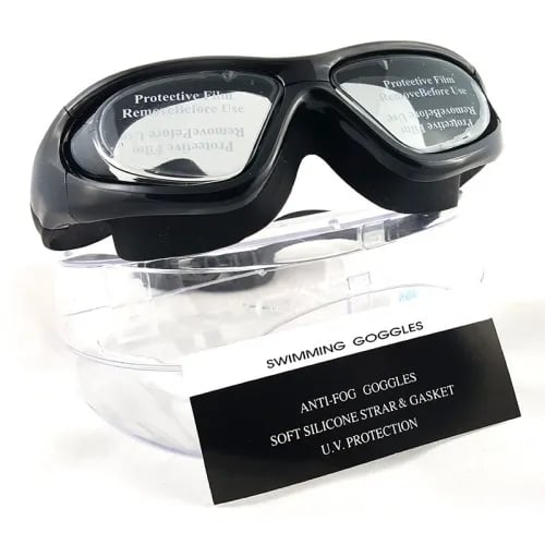 Swimming Goggles with Plastic Case - Adult Antifog, UV Protection