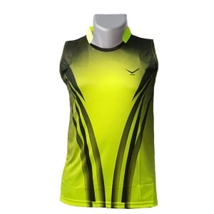 Vicky Sleeveless Collar Badminton Tshirt - Black