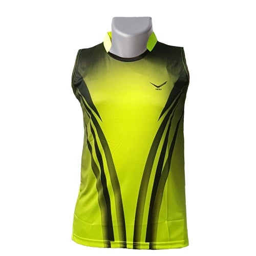 Vicky Sleeveless Collar Badminton Tshirt - Black