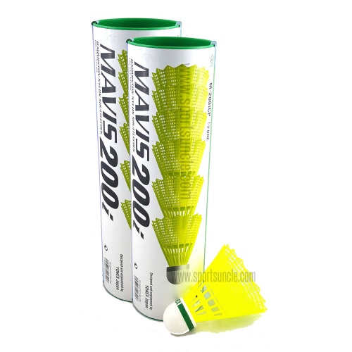 Yonex Mavis 200i (Pack of 2) Green Cap Yellow Shuttlecock