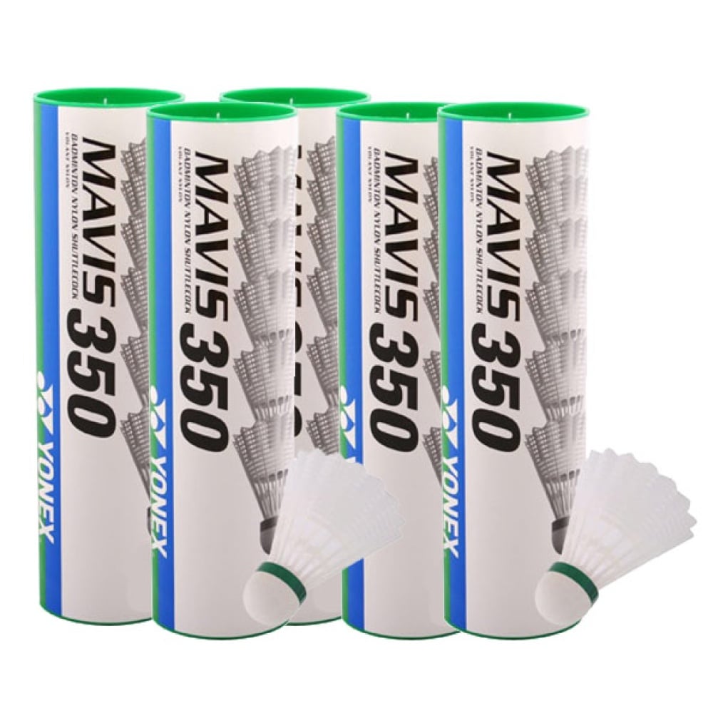Yonex Mavis 350 (Pack of 5) Green Cap Shuttlecock - White