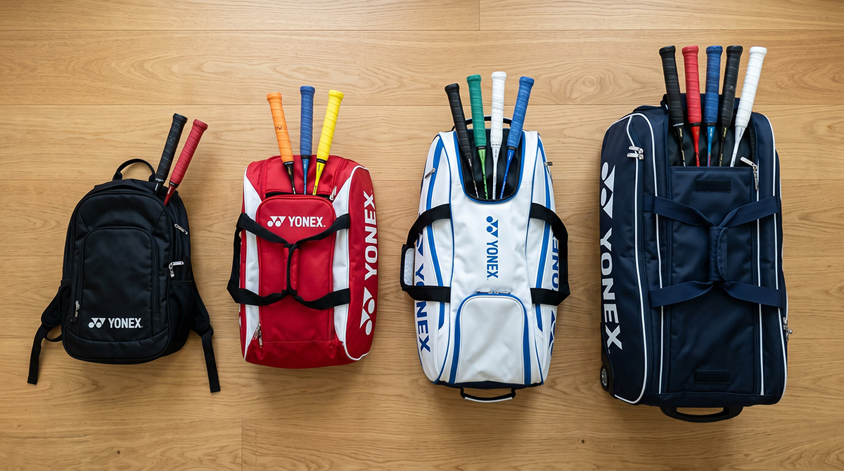 different sizes and types of badminton kitbag
