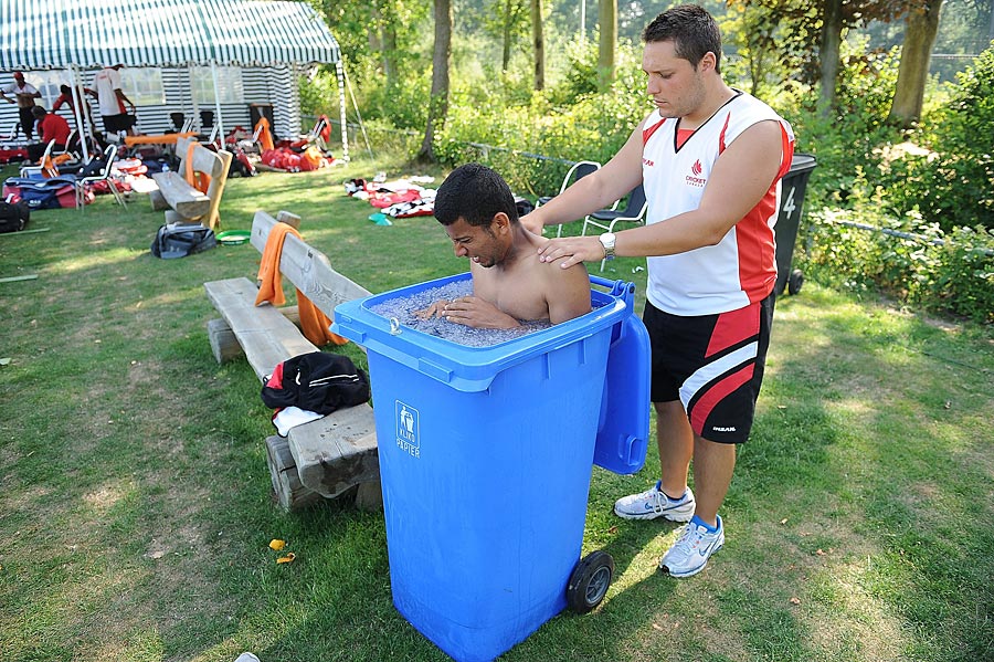 players taking ice bath
