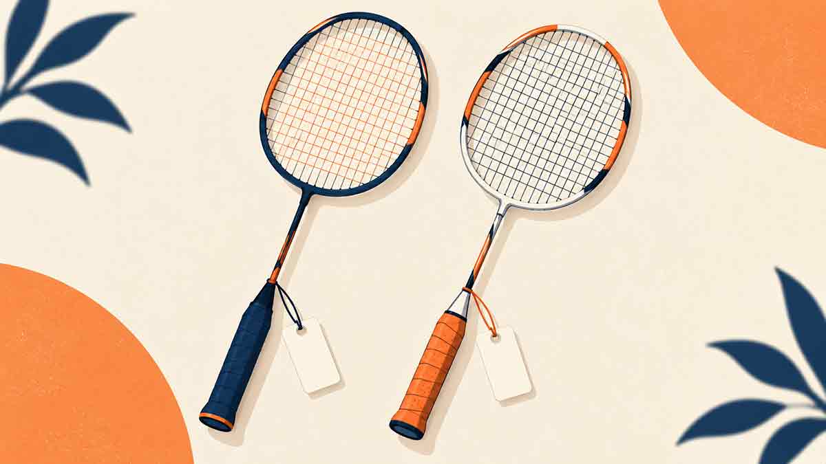 Two market versions of the same badminton racket model side by side