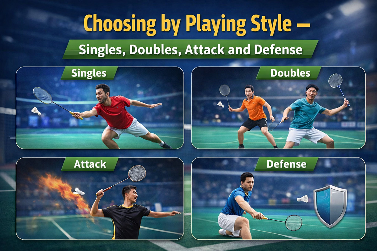 Choosing a badminton racket by playing style — singles doubles attack and defense