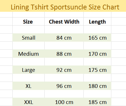 lining tshirts collar size chart