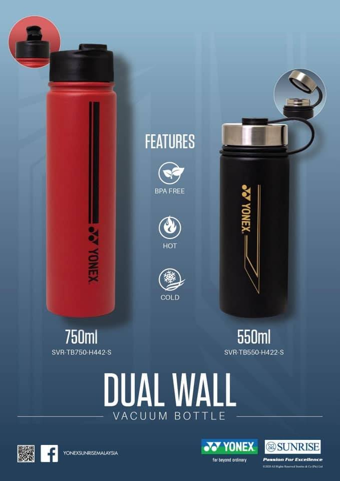 Buy Yonex Dual Wall Vacuum Bottle Black 550ml Sportsuncle